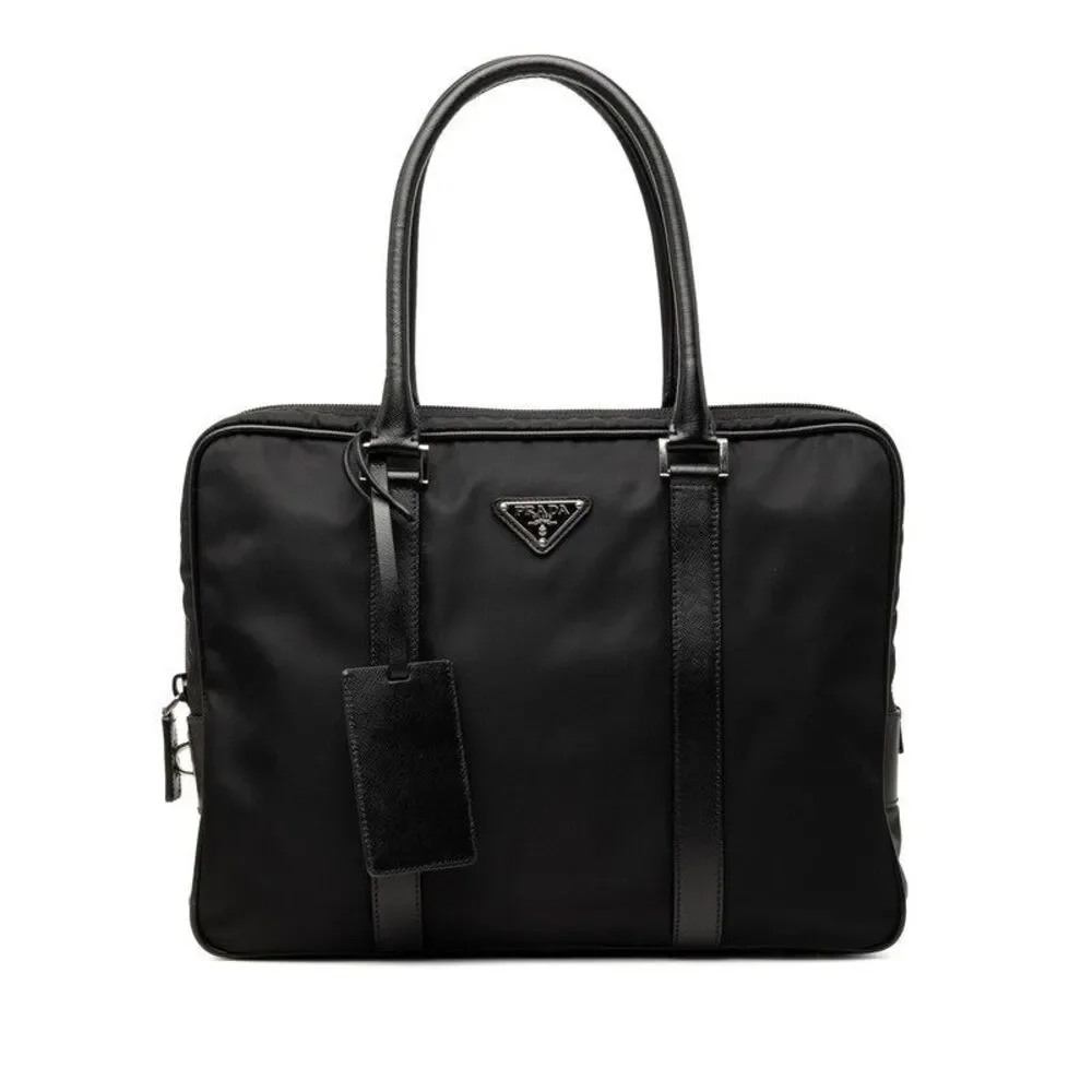 Prada Triangle Logo Plate Briefcase